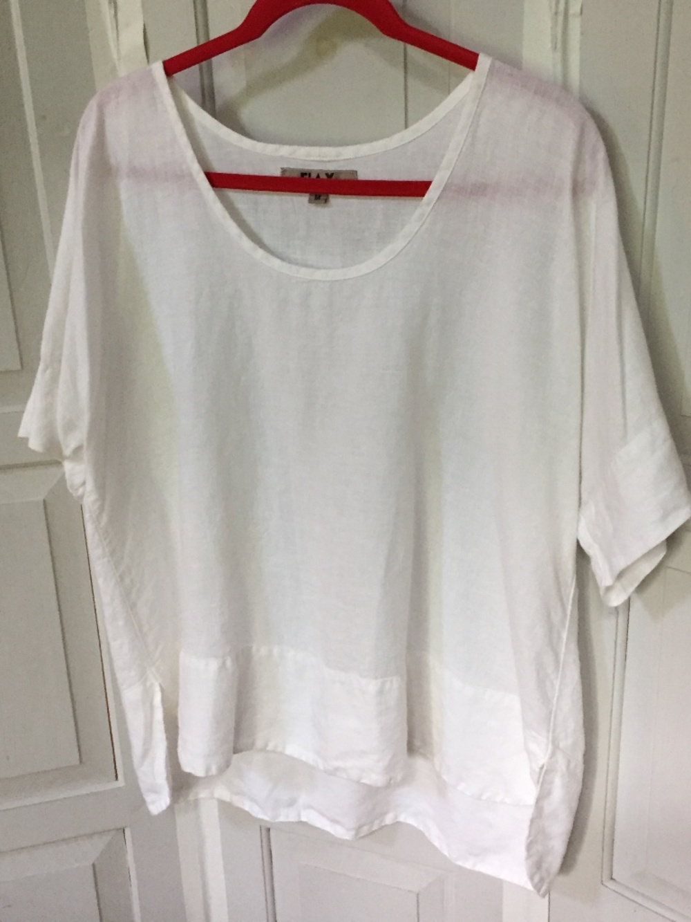Flax White Lightweight Linen Scoop Neck Blouse